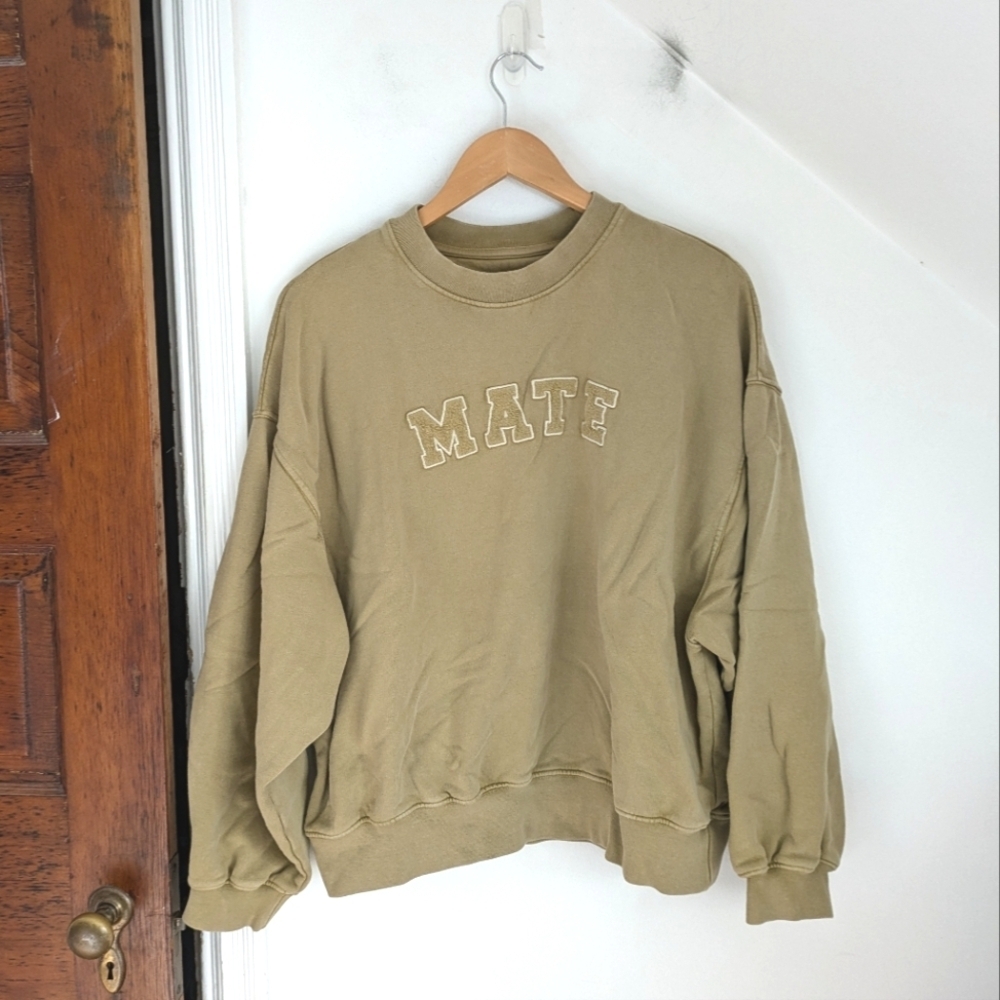 MATE the Label Green and Tan Hoodie Sweatshirt